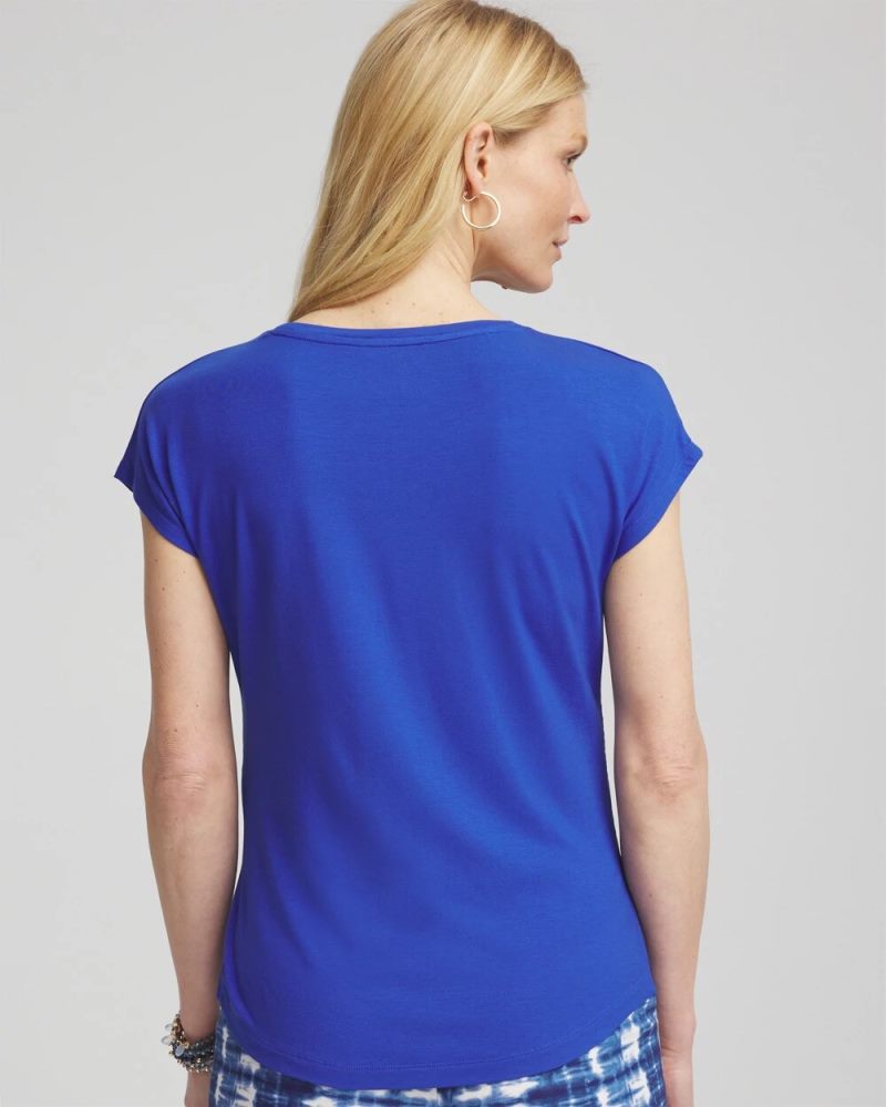 Chicos Cap Sleeve Dolman Tee - RICH COBALT