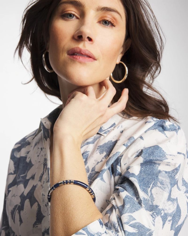 Chicos Blue Enamel Hinge Bangle - BLUE