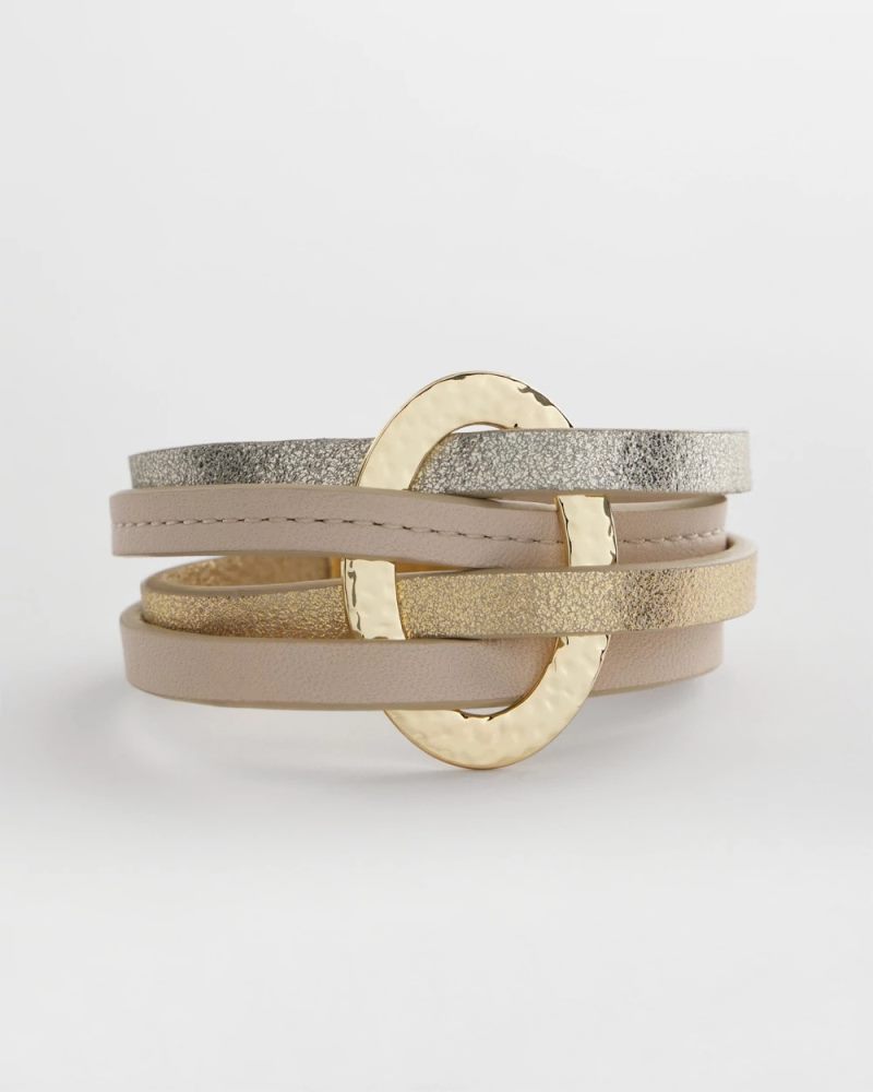 Chicos Multistrand Leather Magnetic Bracelet - MIXED METALS