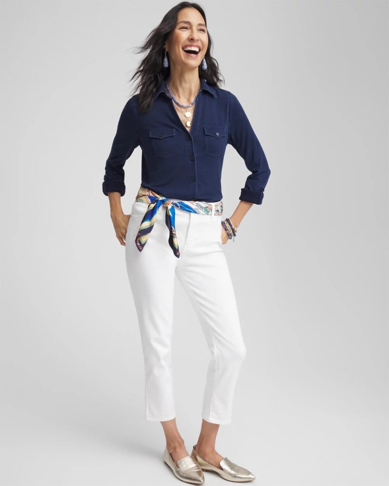 Chicos Collared Henley Top - RIVIERA AUTHENTIC