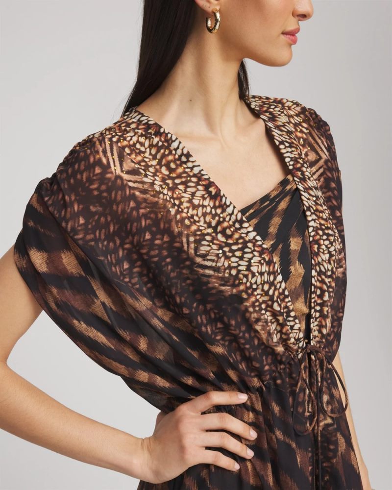 Chicos Miraclesuit® Raya De Safari Kimono Cover-Up - BLACK/BROWN