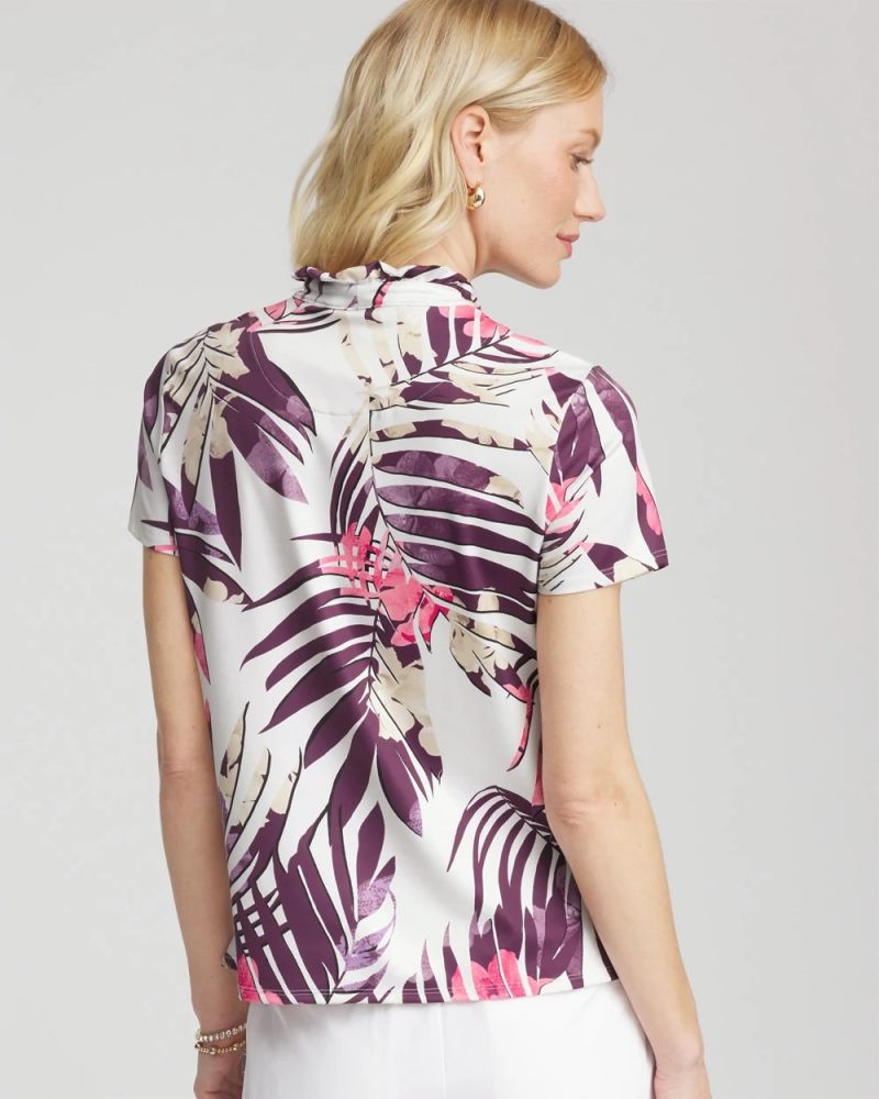 Chicos Zenergy® UPF Ruffle-Neck Polo - VIOLET AURA