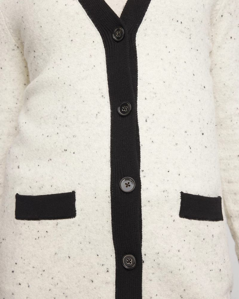 Chicos Tipped Lady Jacket Cardigan - ENGLISH CREAM