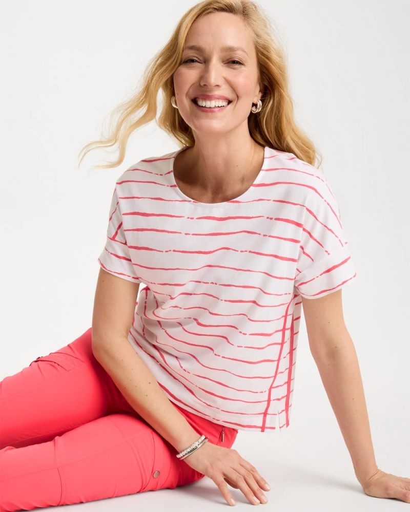 Chicos Zenergy® UPF Striped Dolman Tee - CALYPSO CORAL
