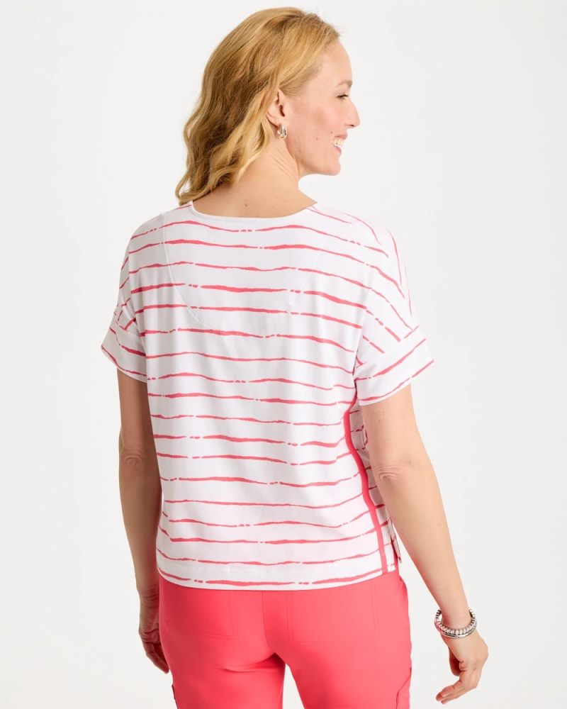 Chicos Zenergy® UPF Striped Dolman Tee - CALYPSO CORAL