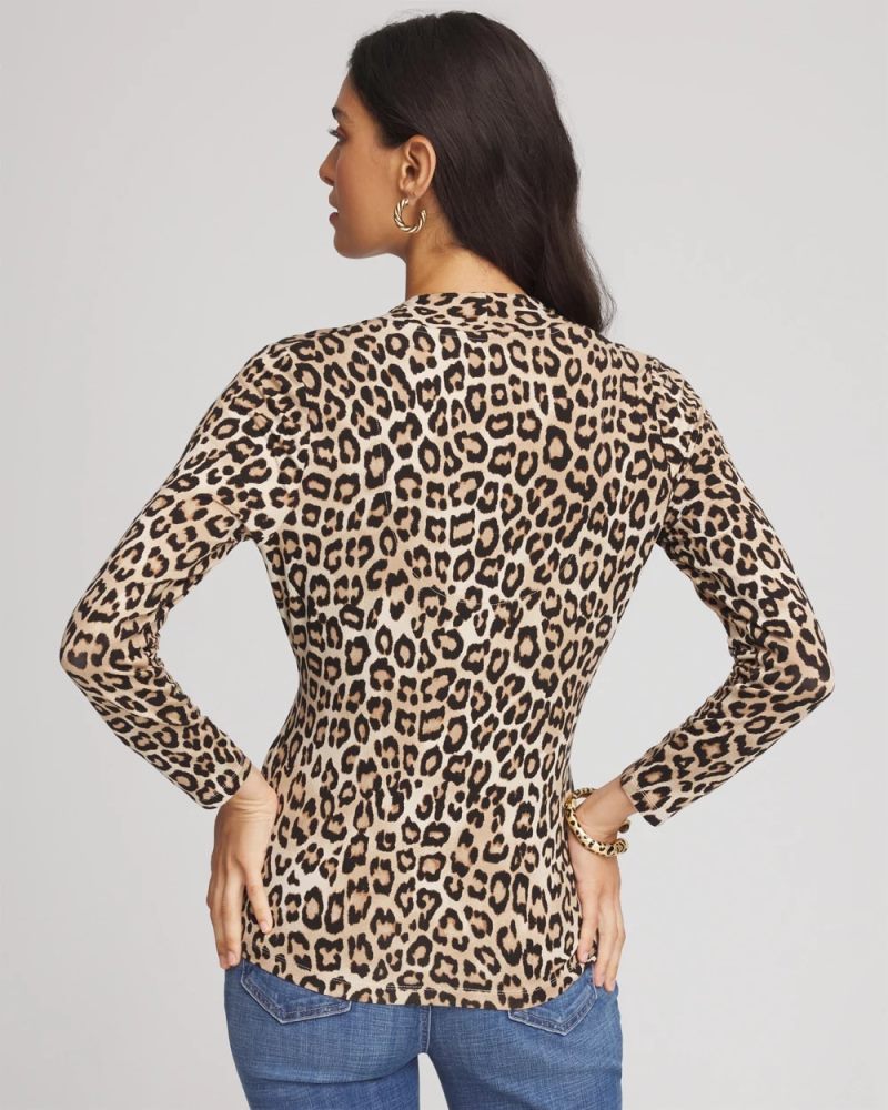 Chicos Animal Print Surplice Neck Top - ENGLISH CREAM