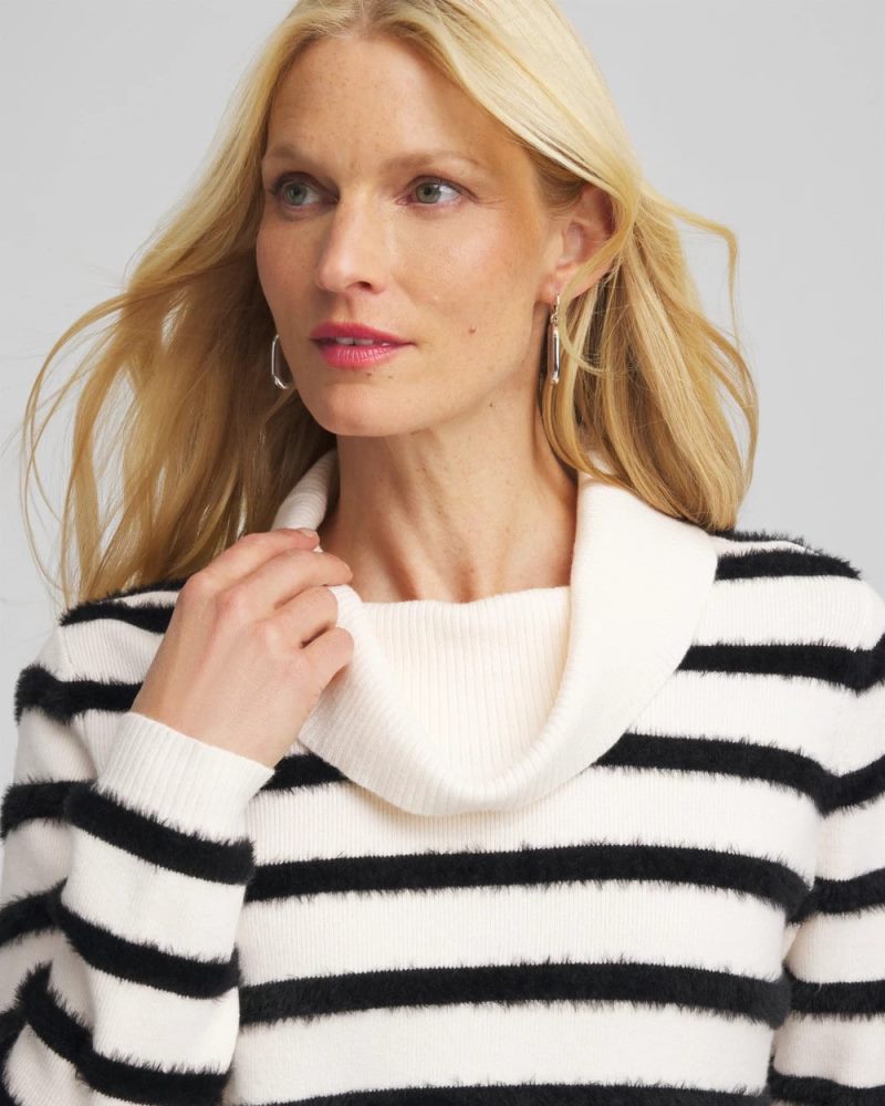 Chicos Zenergy® Luxe Eyelash Striped Sweater - BLACK