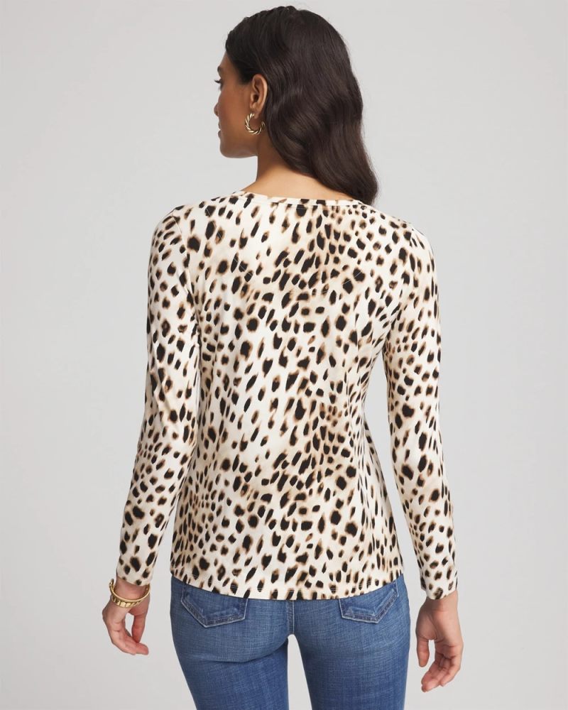 Chicos Animal Print Touch of Cool™ Layering Tee - ENGLISH CREAM