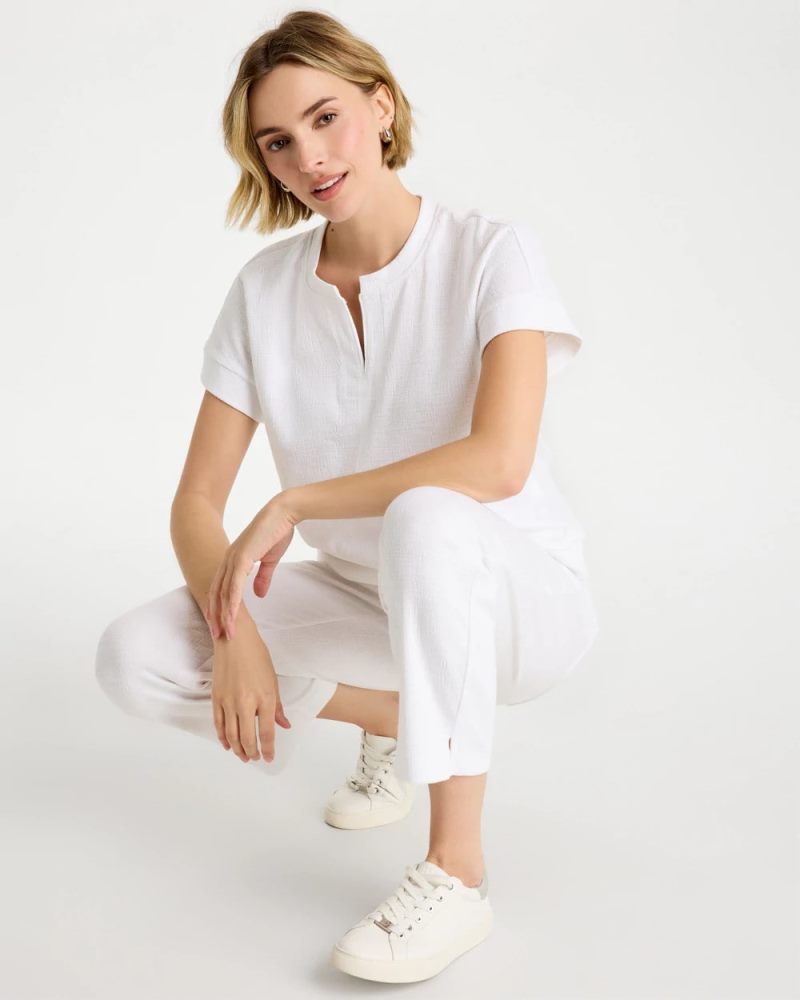 Chicos Zenergy® Crosshatch Knit Top - ALABASTER
