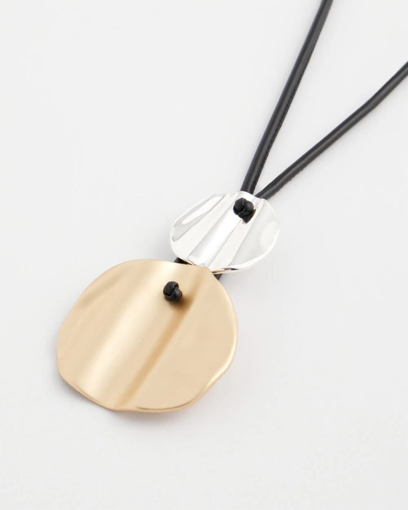 Chicos Crinkle Mixed Metal Pendant - MIXED METALS