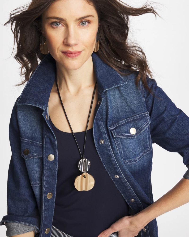 Chicos Crinkle Mixed Metal Pendant - MIXED METALS