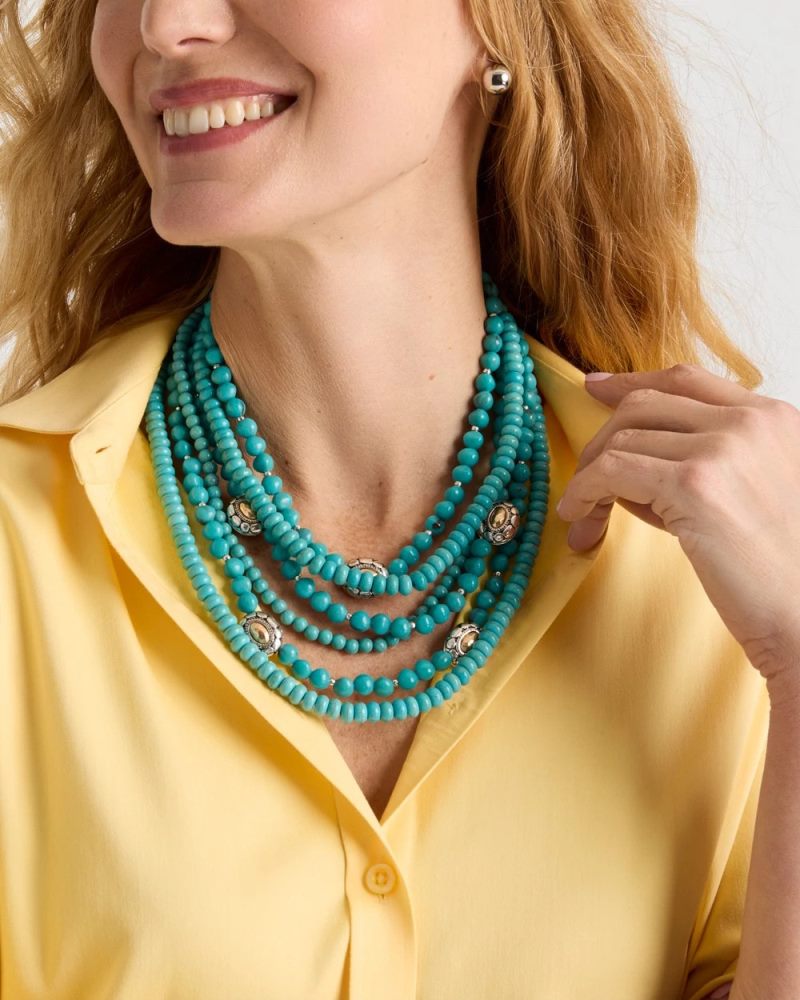 Chicos Turquoise Multistrand Bib Necklace - TURQUOISE