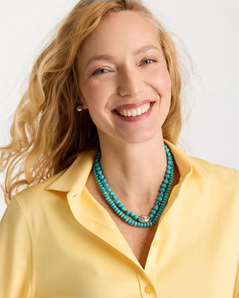 Chicos Turquoise Multistrand Bib Necklace - TURQUOISE