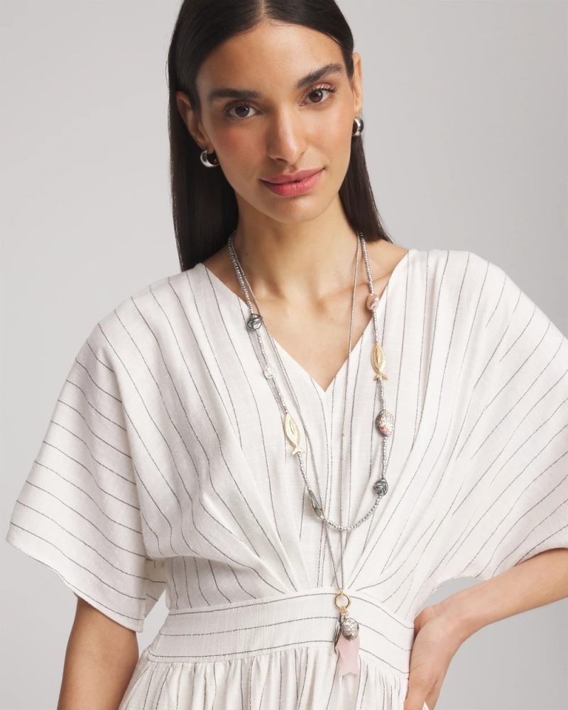 Chicos Chico's Originals White Jade Ocean Necklace - SILVER