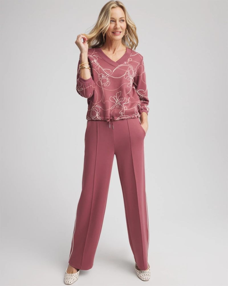 Chicos Zenergy® Double-Knit Embroidered Top - ROSEWOOD