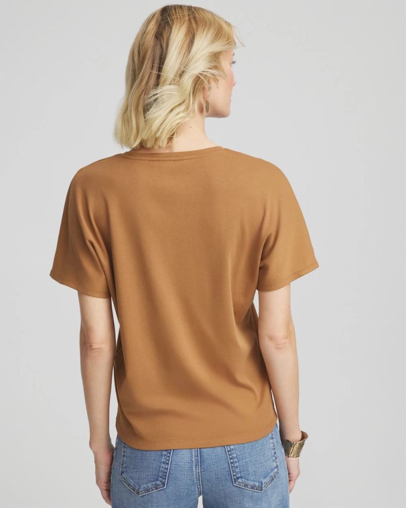 Chicos Studded Tapered Dolman Top - BURNT SIENNA