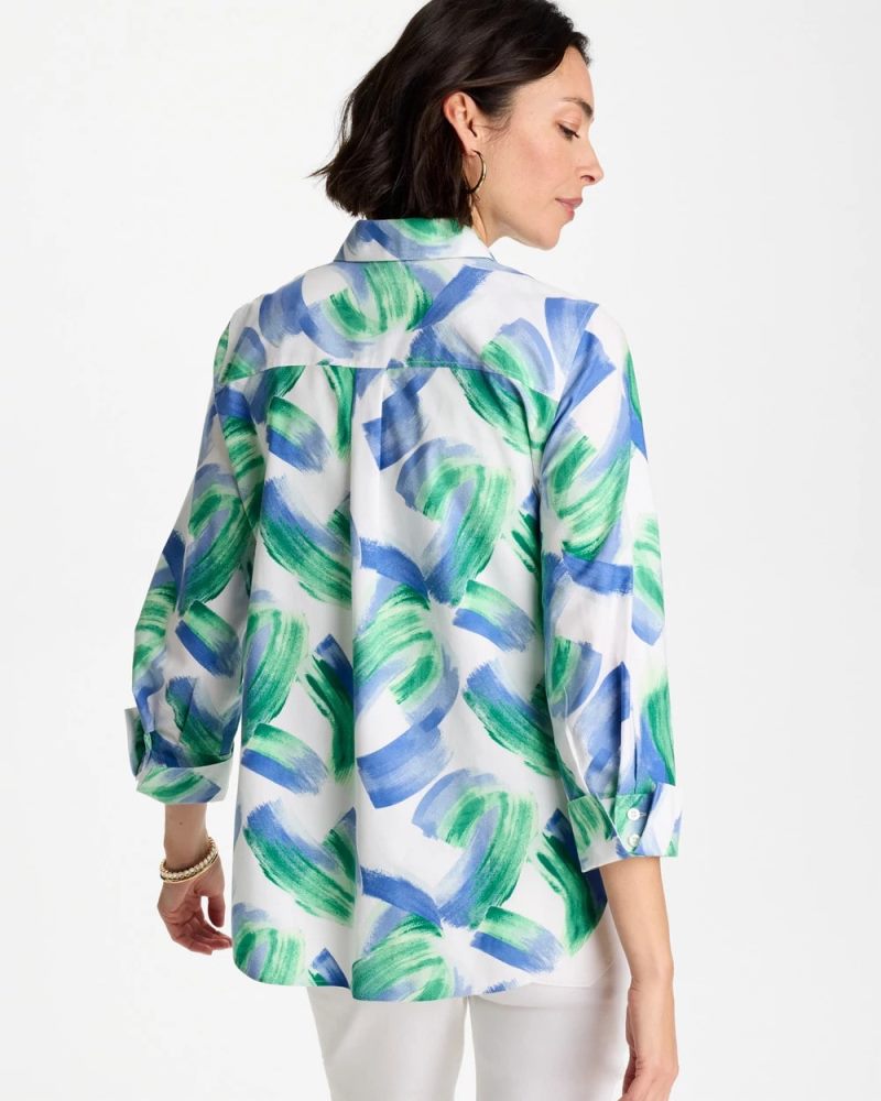 Chicos No Iron Printed Stretch Shirt - AMPARO BLUE
