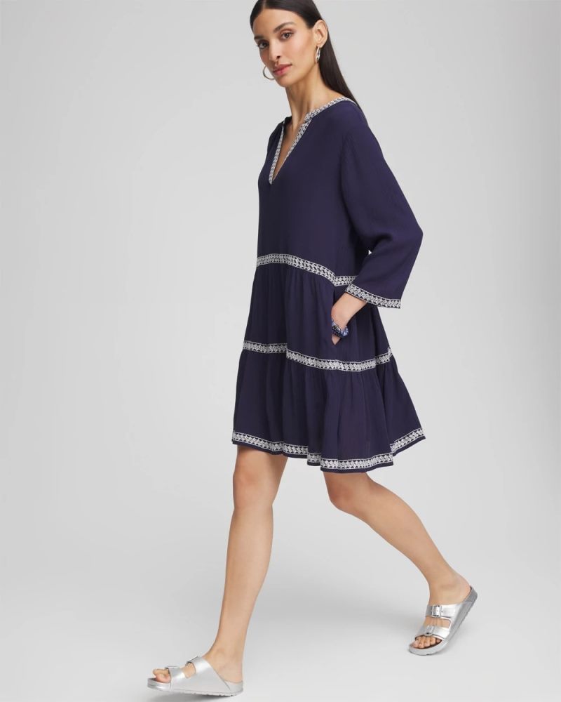 Chicos Chico's Beach Swimsuit Cover-Up Dress - PASSPORT BLUE