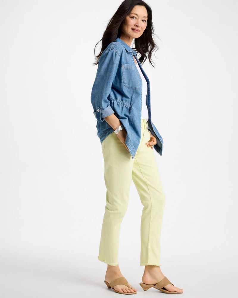 Chicos Denim Cinch Waist Jacket - BURANO INDIGO