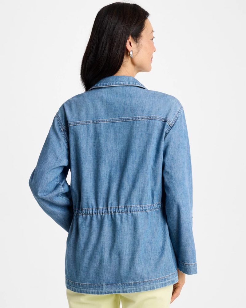 Chicos Denim Cinch Waist Jacket - BURANO INDIGO