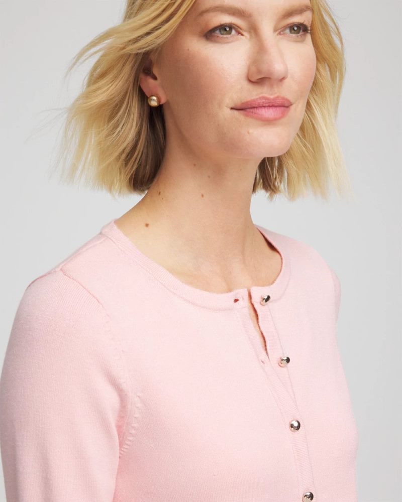 Chicos Crewneck Cardigan - BLUSHED