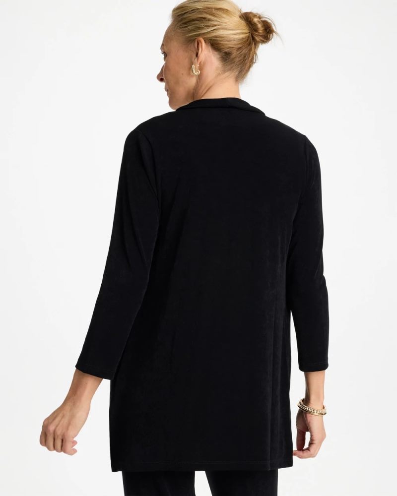 Chicos Travelers™ Classic Long Knit Jacket - TRAVELERS BLACK