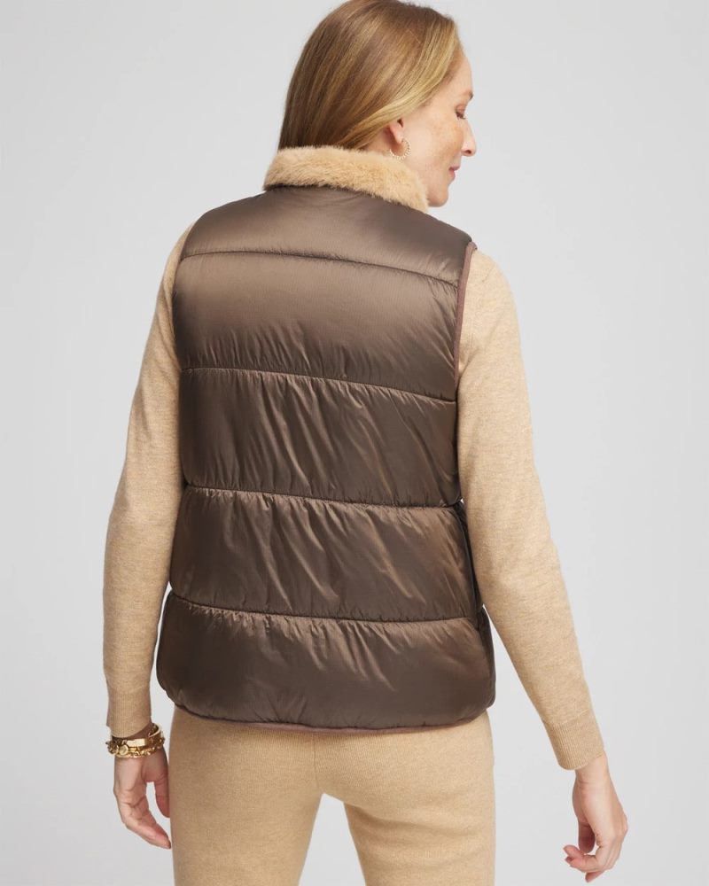 Chicos Zenergy® Reversible Faux-Fur Vest - WARM MOCHA