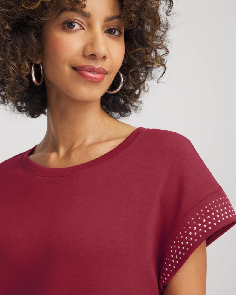 Chicos Zenergy® Embellished Short-Sleeve Top - RUSSET RED