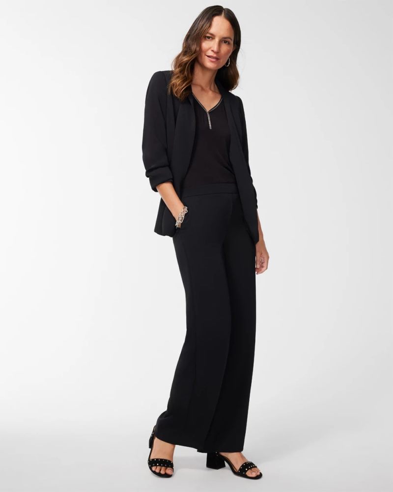 Chicos Ruched Sleeve Blazer - BLACK