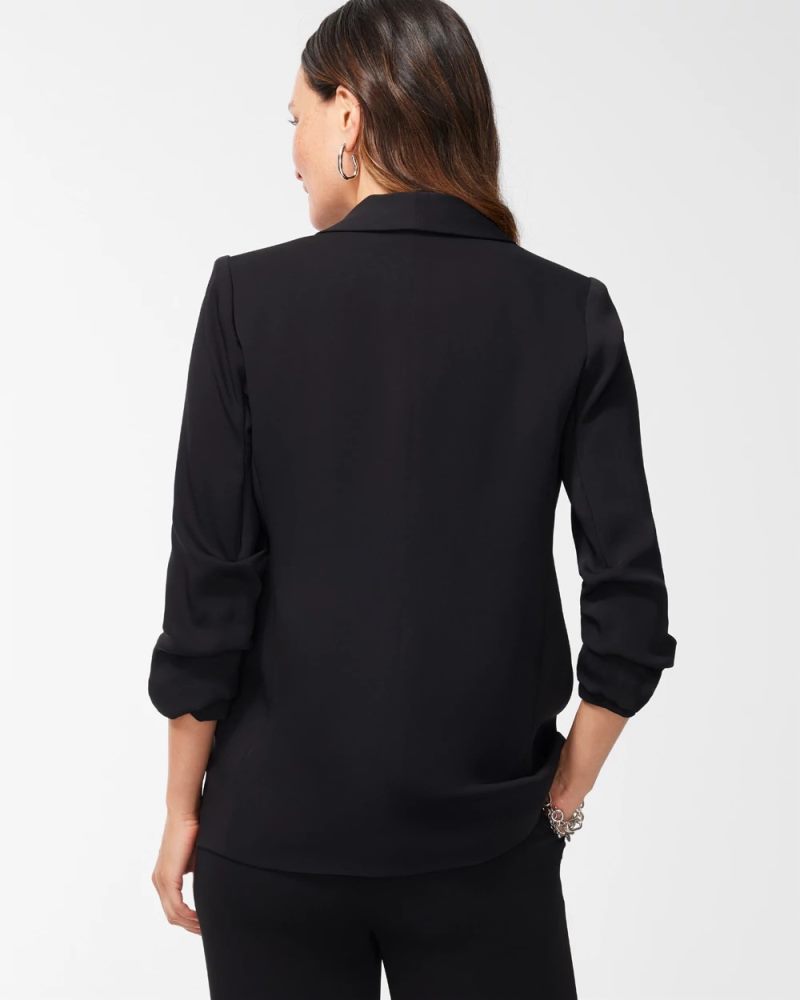 Chicos Ruched Sleeve Blazer - BLACK