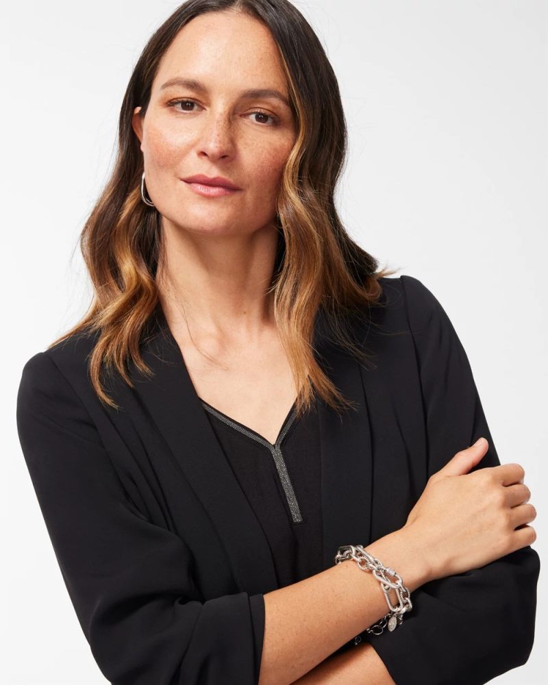 Chicos Ruched Sleeve Blazer - BLACK