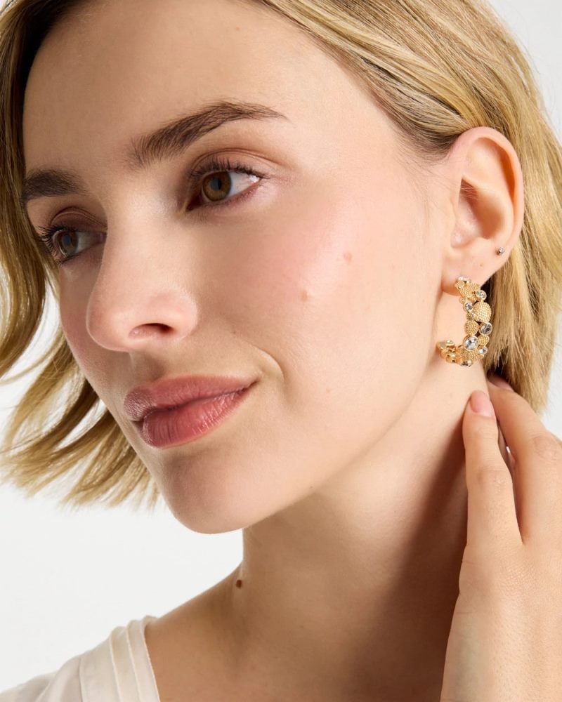 Chicos Sea Foam Hoop Earrings - GOLD