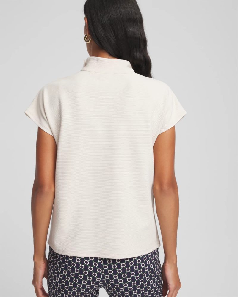 Chicos Ottoman Cap Sleeve Tee - WHITE TRUFFLE
