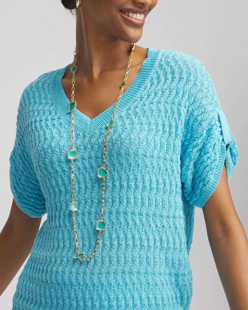 Chicos Gold Tone Single-Strand Necklace - BLUE