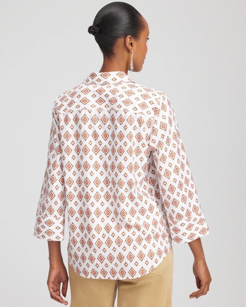 Chicos No Iron Tie-Front Geo-Print Shirt - SIESTA ROSE