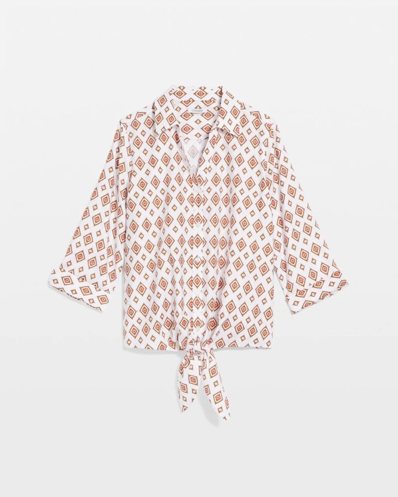 Chicos No Iron Tie-Front Geo-Print Shirt - SIESTA ROSE
