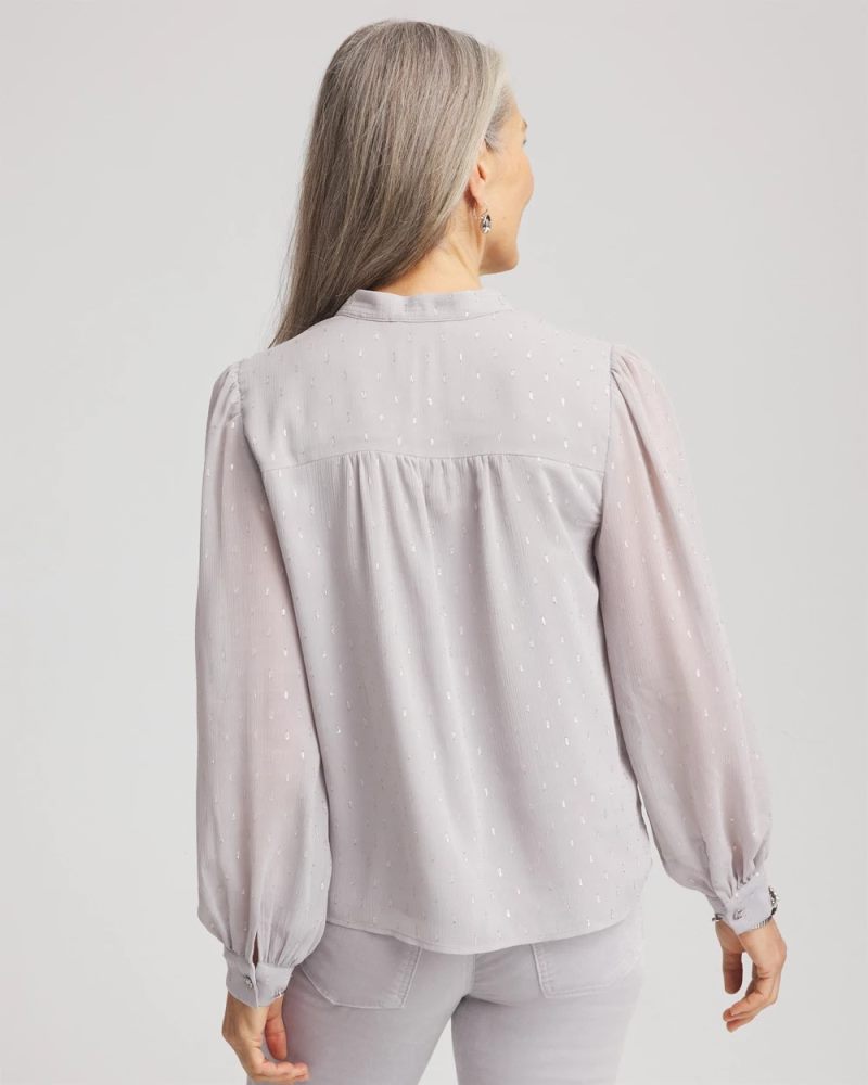 Chicos Georgette Clip Dot Blouse - DOVE GRAY