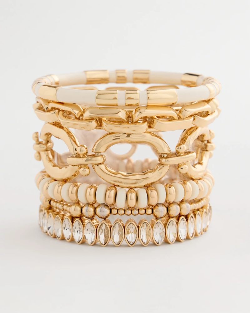 Chicos White Gold Slice Stretch Bracelet - WHITE