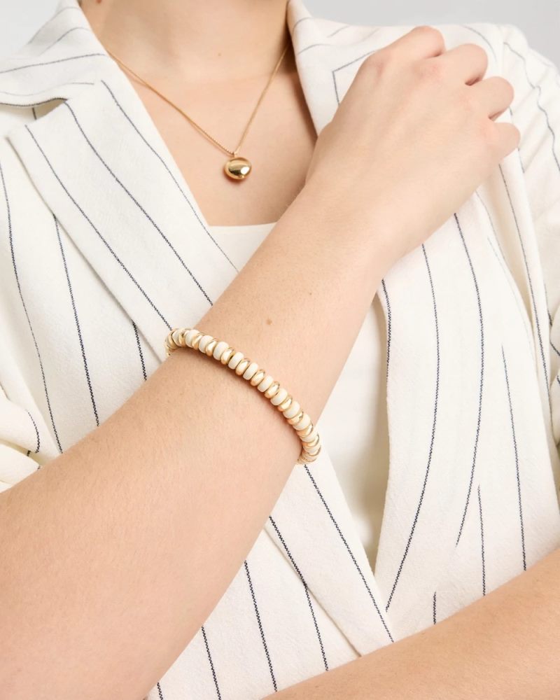 Chicos White Gold Slice Stretch Bracelet - WHITE