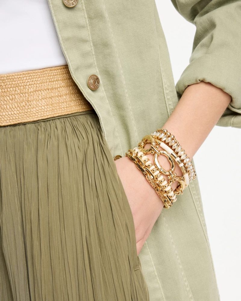Chicos White Gold Slice Stretch Bracelet - WHITE