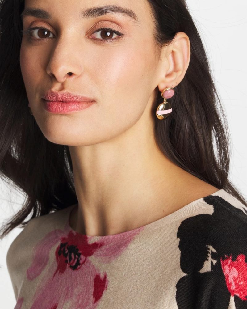 Chicos Pink Enamel Sphere Drop Earrings - PINK