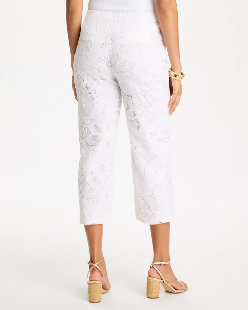 Chicos Lace Cropped Pants - ALABASTER