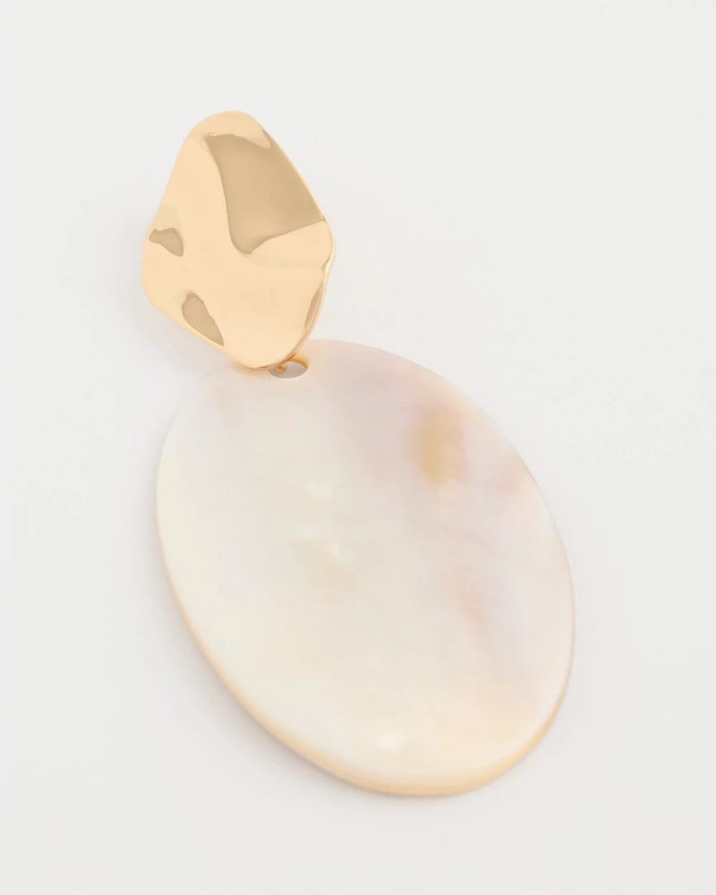 Chicos Shell Oval Drop Earrings - NEUTRAL