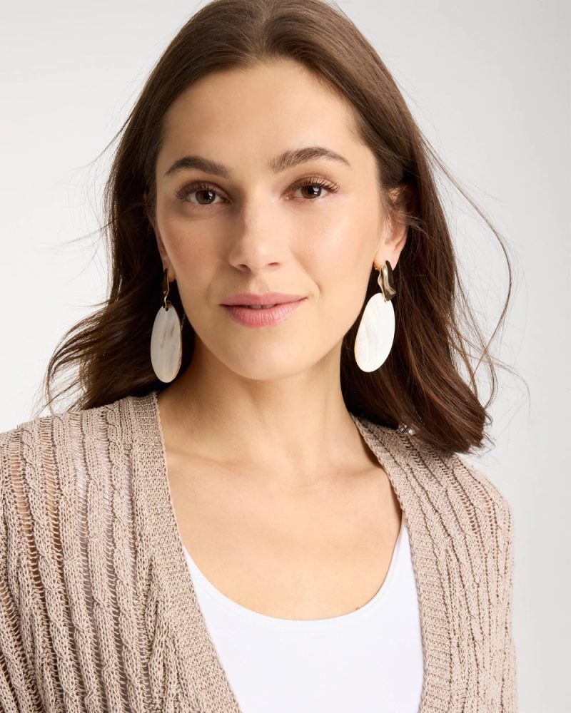 Chicos Shell Oval Drop Earrings - NEUTRAL