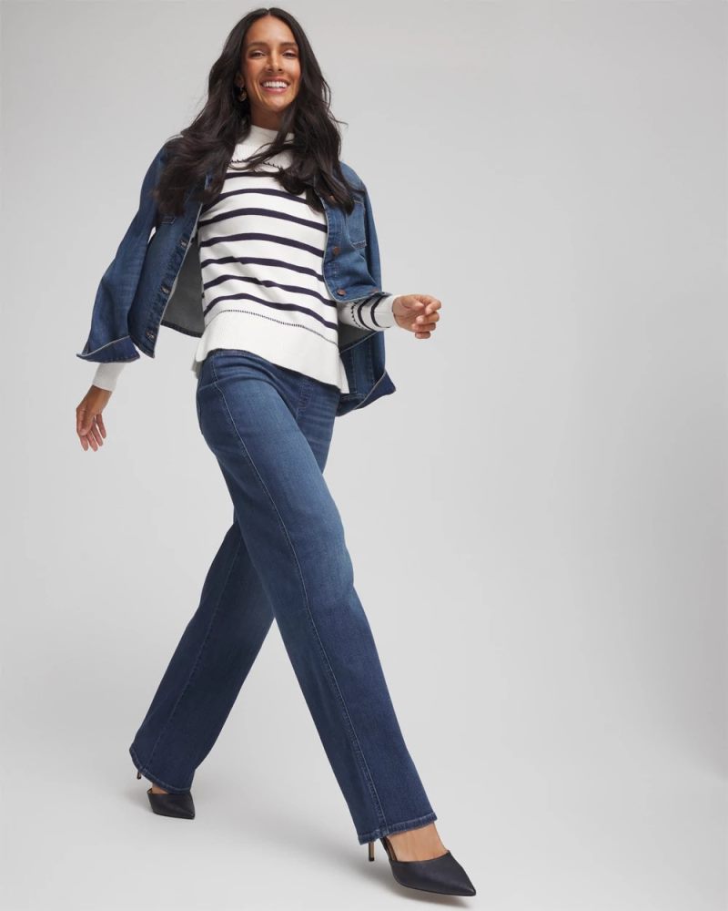 Chicos Pull On Wide Jean - ALEAH INDIGO