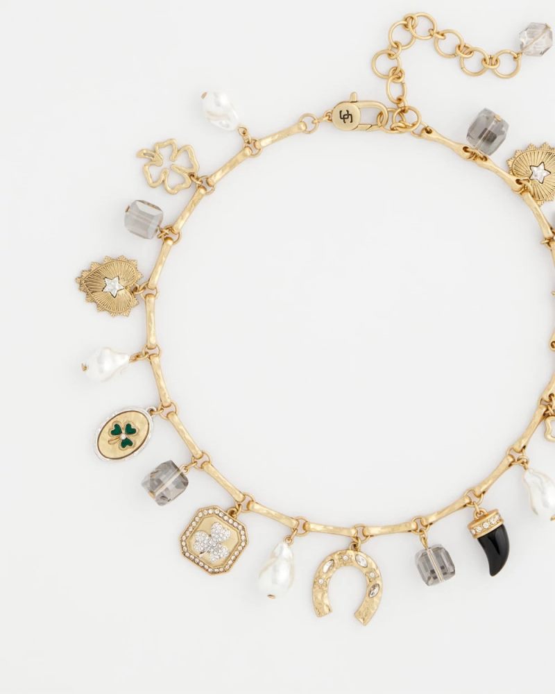 Chicos Lucky Charm Short Necklace - GOLD