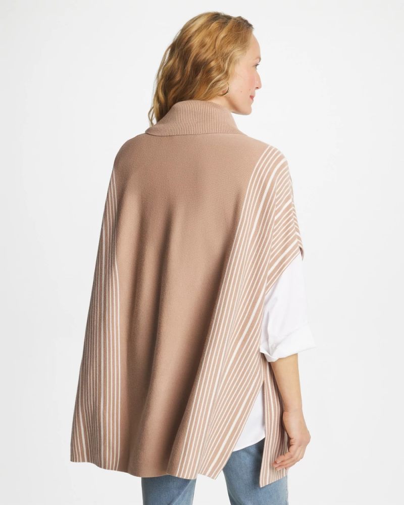 Chicos Turtleneck Sweater Poncho - VANILLA CHAI