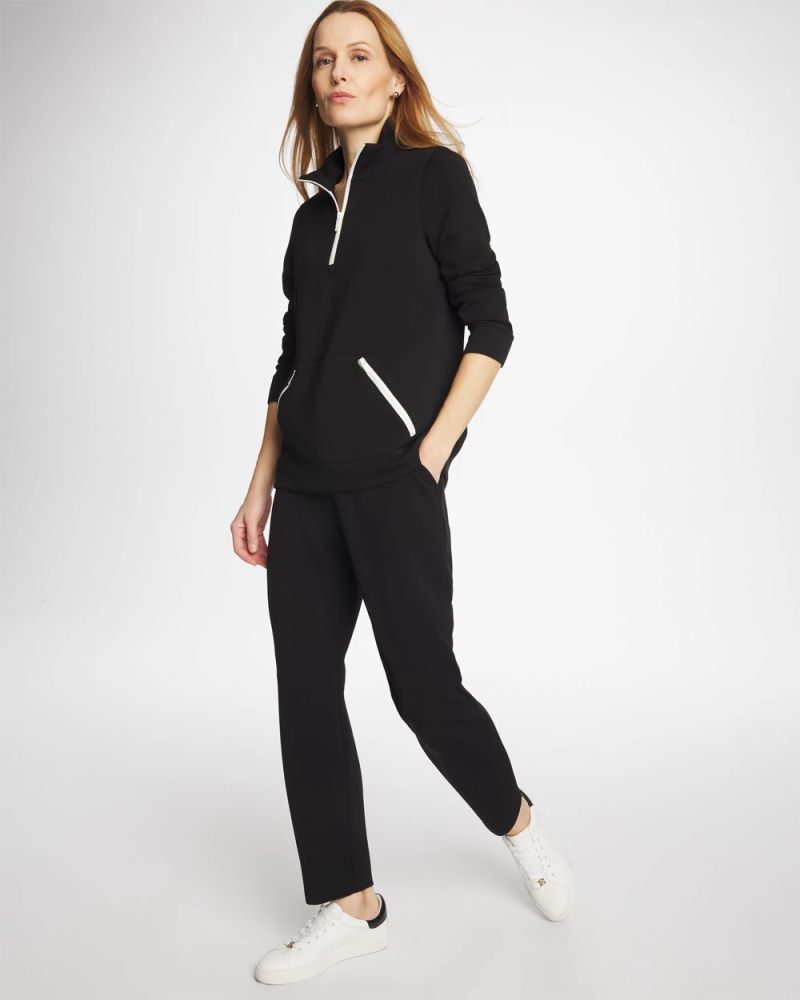 Chicos Zenergy® Soft Contrast Half Zip Pullover - BLACK