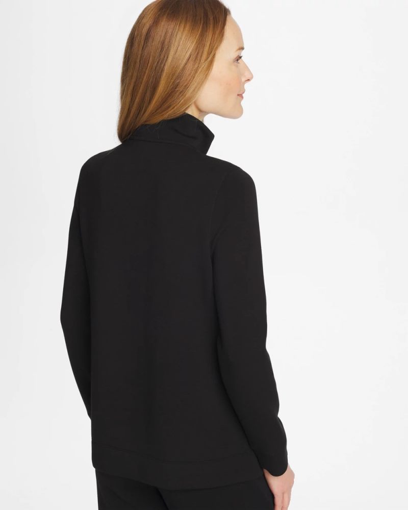 Chicos Zenergy® Soft Contrast Half Zip Pullover - BLACK