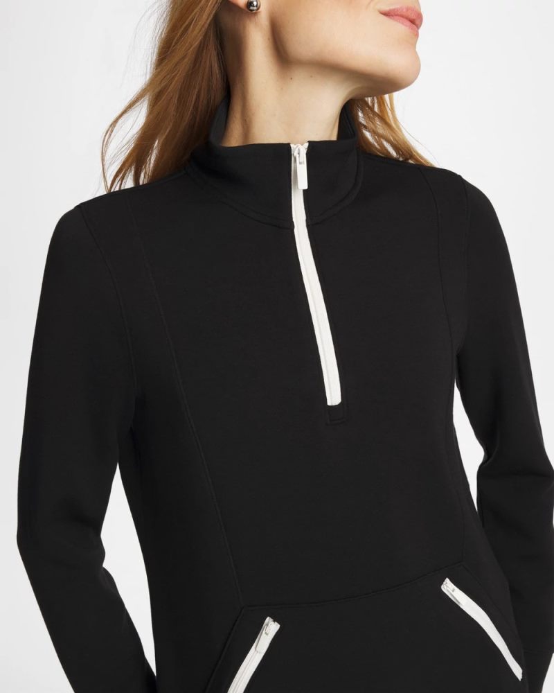 Chicos Zenergy® Soft Contrast Half Zip Pullover - BLACK